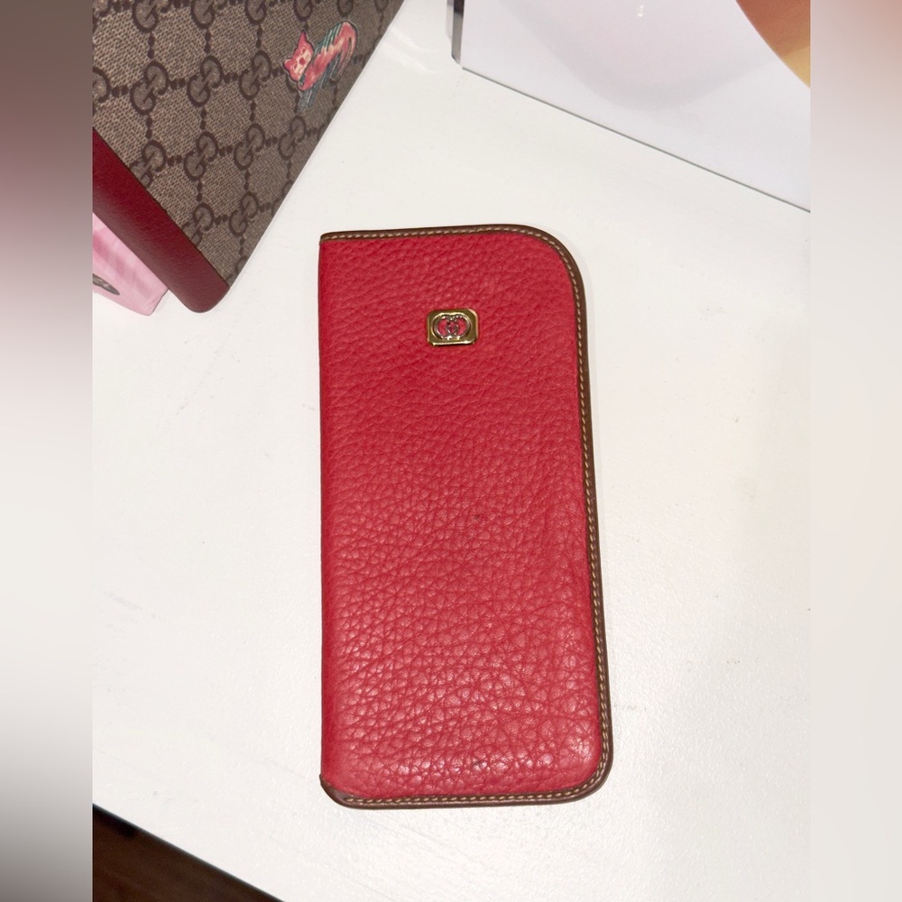 Gucci Red Leather Sunglasses Case- Vintage